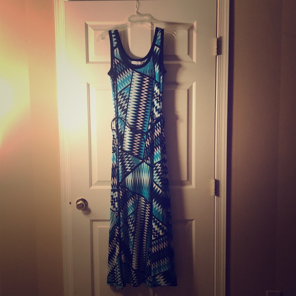 Calvin Klein Blue Zigzag Design Sun Dress ⚡️